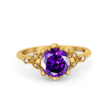 Art Deco Design Fashion Ring Round Simulated Cubic Zirconia 925 Sterling Silver