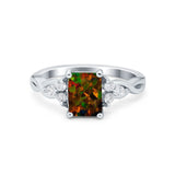Emerald Cut Wedding Bridal Ring Simulated Cubic Zirconia 925 Sterling Silver