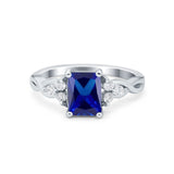Emerald Cut Wedding Bridal Ring Simulated Cubic Zirconia 925 Sterling Silver