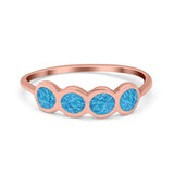 Petite Dainty Eternity Thumb Rings Round Simulated Opal 925 Sterling Silver