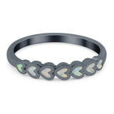 Sideways Heart Eternity Band Lab Created White Opal Band 925 Sterling Silver