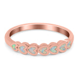 Sideways Heart Eternity Band Lab Created White Opal Band 925 Sterling Silver