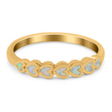 Sideways Heart Eternity Band Lab Created White Opal Band 925 Sterling Silver