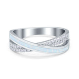 Infinity Crisscross Eternity Rings Simulated CZ Opal 925 Sterling Silver