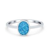 Solitaire Oval Thumb Ring Simulated Cubic Zirconia Stone 925 Sterling Silver