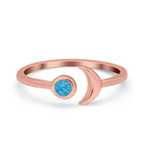 Petite Dainty Moon Cresent Band Ring Simulated Cubic Zirconia 925 Sterling Silver