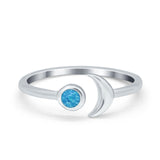 Petite Dainty Moon Cresent Band Ring Simulated Cubic Zirconia 925 Sterling Silver
