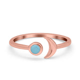 Petite Dainty Moon Cresent Band Ring Simulated Cubic Zirconia 925 Sterling Silver