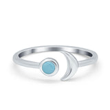 Petite Dainty Moon Cresent Band Ring Simulated Cubic Zirconia 925 Sterling Silver