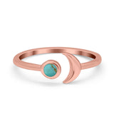 Petite Dainty Moon Cresent Band Ring Simulated Cubic Zirconia 925 Sterling Silver