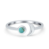 Petite Dainty Moon Cresent Band Ring Simulated Cubic Zirconia 925 Sterling Silver