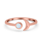 Petite Dainty Moon Cresent Band Ring Simulated Cubic Zirconia 925 Sterling Silver