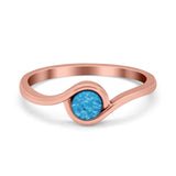 Swirl Petite Dainty Solitaire Ring Simulated Cubic Zirconia 925 Sterling Silver