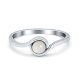 Swirl Petite Dainty Solitaire Ring Simulated Cubic Zirconia 925 Sterling Silver