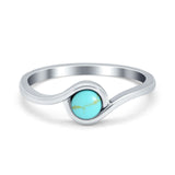Swirl Petite Dainty Solitaire Ring Simulated Cubic Zirconia 925 Sterling Silver