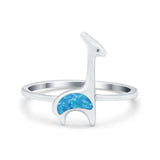 Giraffe Band Ring Simulated Cubic Zirconia Opal 925 Sterling Silver