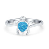 Turtle Ring Band Simulated Opal Cubic Zirconia 925 Sterling Silver