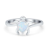 Turtle Ring Band Simulated Opal Cubic Zirconia 925 Sterling Silver