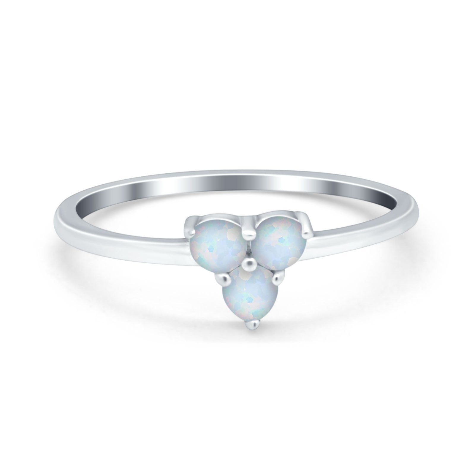 Fashion Thumb Ring Round Simulated Cubic Zirconia Opal 925 Sterling Silver