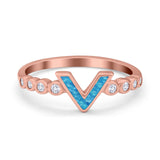 Fashion V Ring Simulated Cubic Zirconia 925 Sterling Silver Thumb Ring