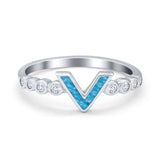 Fashion V Ring Simulated Cubic Zirconia 925 Sterling Silver Thumb Ring