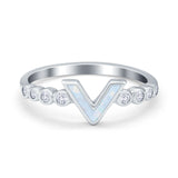 Fashion V Ring Simulated Cubic Zirconia 925 Sterling Silver Thumb Ring