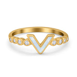 Fashion V Ring Simulated Cubic Zirconia 925 Sterling Silver Thumb Ring