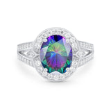 Art Deco Engagement Bridal Ring Simulated Cubic Zirconia 925 Sterling Silver