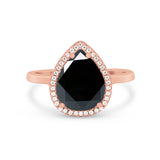 Halo Teardrop Wedding Ring Pear Simulated Cubic Zirconia 925 Sterling Silver