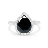 Halo Teardrop Wedding Ring Pear Simulated Cubic Zirconia 925 Sterling Silver