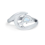 Summer Wave Dolphin Wave Ring Band Simulated Cubic Zirconia 925 Sterling Silver