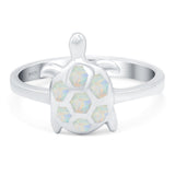 Turtle Ring Band Lab Created Opal 925 Sterling Silver (14mm)