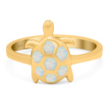 Turtle Ring Band Lab Created Opal 925 Sterling Silver (14mm)