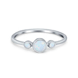 Fashion Style Band Ring Round Simulated Cubic Zirconia Opal 925 Sterling Silver