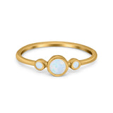 Fashion Style Band Ring Round Simulated Cubic Zirconia Opal 925 Sterling Silver