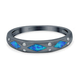 Half Eternity Lab Created Opal Wedding Ring Band Simulated Cubic Zirconia 925 Sterling Silver