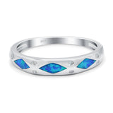 Half Eternity Lab Created Opal Wedding Ring Band Simulated Cubic Zirconia 925 Sterling Silver