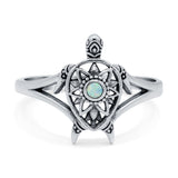 Turtle Ring Band Lab Created Opal 925 Sterling Silver (13mm)