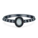Oval Shape Ring Band Lab Created Opal 925 Sterling Silver (7mm)