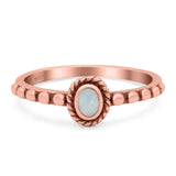 Oval Shape Ring Band Lab Created Opal 925 Sterling Silver (7mm)