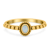 Oval Shape Ring Band Lab Created Opal 925 Sterling Silver (7mm)