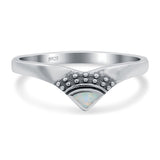 V Shape Ring Band Lab Created Opal 925 Sterling Silver (6mm)