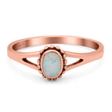 Oval Shape Ring Band Lab Created Opal 925 Sterling Silver (7mm)
