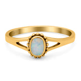 Oval Shape Ring Band Lab Created Opal 925 Sterling Silver (7mm)
