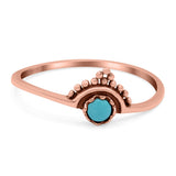 Bali Band Ring Round Simulated Turquoise 925 Sterling Silver