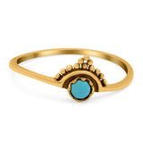 Bali Band Ring Round Simulated Turquoise 925 Sterling Silver