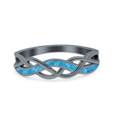 Criss Cross Ring Band Lab Created Opal 925 Sterling Silver (5mm)