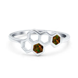 Honeycomb Band Ring Lab Created Opal Solid Cubic Zirconia 925 Sterling Silver