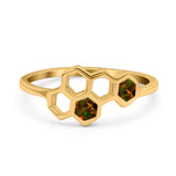Honeycomb Band Ring Lab Created Opal Solid Cubic Zirconia 925 Sterling Silver