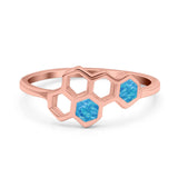 Honeycomb Band Ring Lab Created Opal Solid Cubic Zirconia 925 Sterling Silver